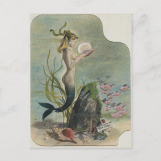 Tarjeta postal de arte vintage de sirena