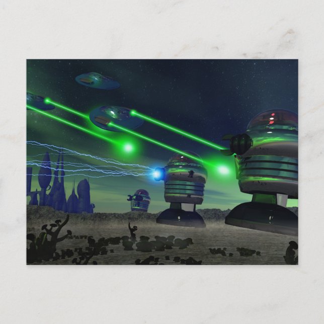 Tarjeta postal de ataque a robots (Anverso)