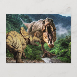 Tarjeta postal de ataque de dinosaurio Tyrannosaur