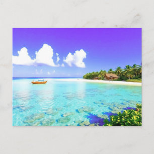 Tarjeta Postal de Atardecer Tropical en Maldivas