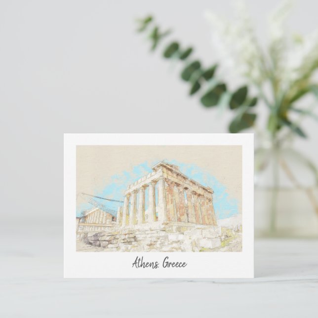 Tarjeta postal de Atenas Grecia – Viaje a la ciuda (Anverso de pie)
