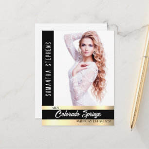 Tarjeta postal de autógrafo de concurso de belleza