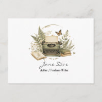 Tarjeta postal de autor de acuarela, helecho flora
