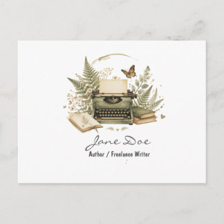 Tarjeta postal de autor de acuarela, helecho flora