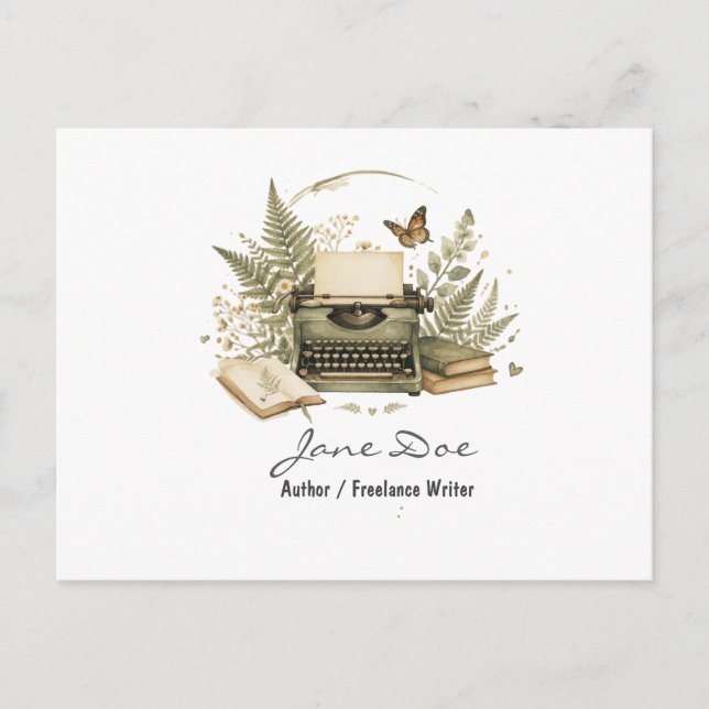 Tarjeta postal de autor de acuarela, helecho flora (Anverso)