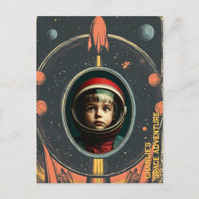 Tarjeta postal de aventura espacial (Anverso)