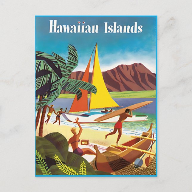 Tarjeta postal de aventuras de Hawái (Anverso)
