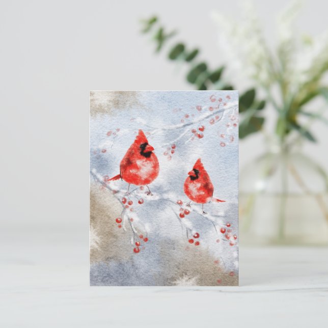 Tarjeta postal de aves acuarelas | Hermoso pájaro (Anverso de pie)