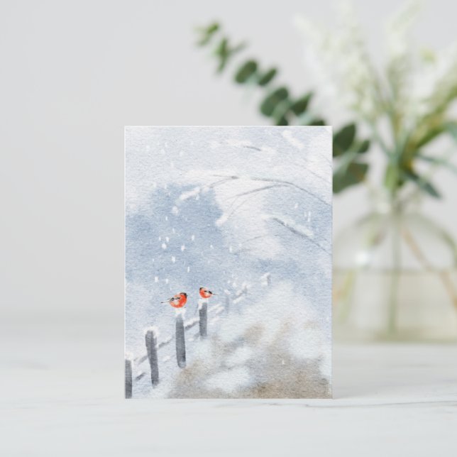Tarjeta postal de aves acuarelas | Naturaleza artí (Anverso de pie)