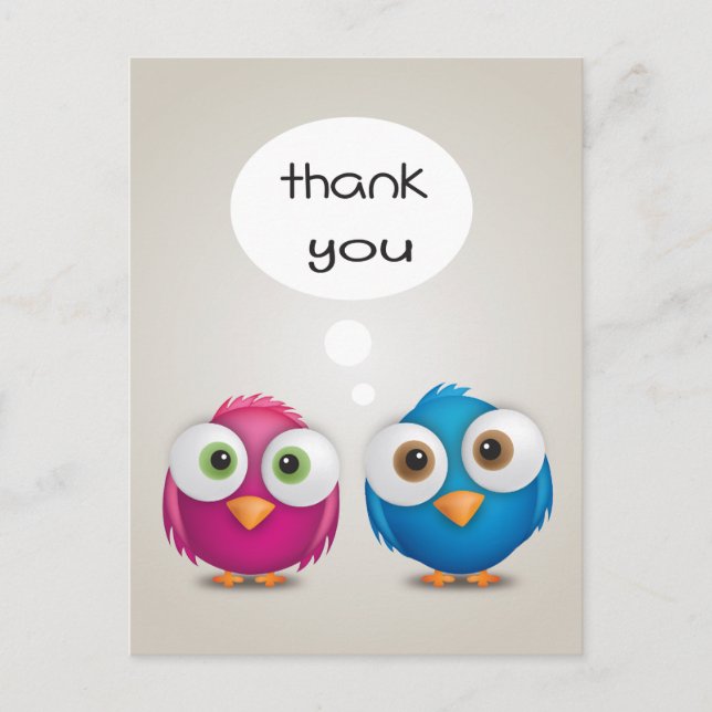 Tarjeta postal de Aves Aves Azules y Rosa (Anverso)