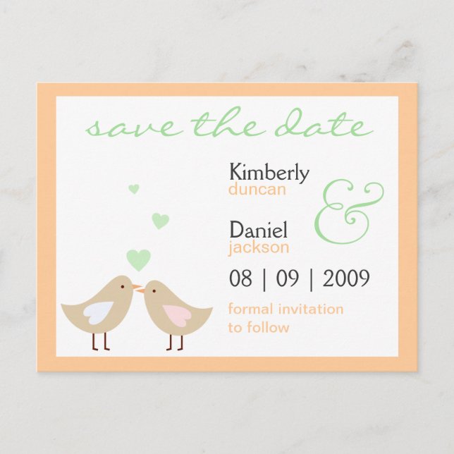 Tarjeta Postal de Aves de Amor para Guardar la Fec (Anverso)