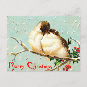Tarjeta postal de Aves Vintage de Feliz Navidad