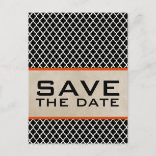 Tarjeta postal de aviso Chic Quatrefoil naranja
