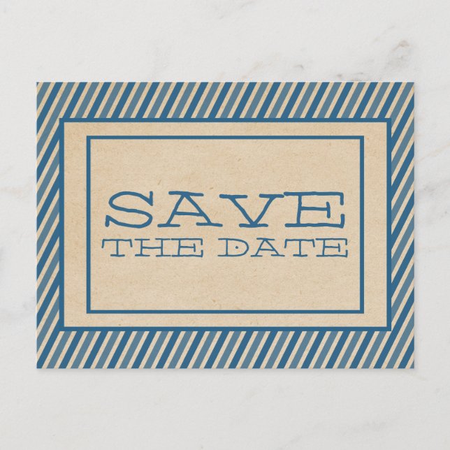 Tarjeta postal de aviso de Blue Trendy Stripes (Anverso)