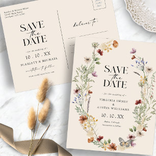 Tarjeta Postal de Aviso de Boda Boho