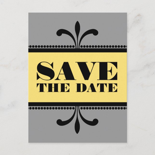 Tarjeta postal de aviso de boda con arte Deco eleg (Anverso)