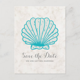 Tarjeta postal de aviso de boda con concha marina 
