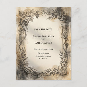 Tarjeta Postal de Aviso de Boda con Marco Botánico