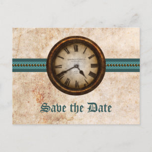Tarjeta Postal de Aviso de Boda con Reloj Antiguo 