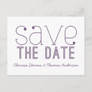Tarjeta Postal de Aviso de Boda con Tipografía de 