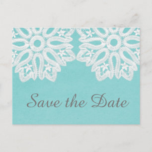 Tarjeta postal de aviso de boda de encaje elegante