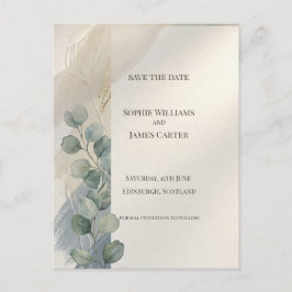 Tarjeta Postal de Aviso de Boda de Eucalipto Gris
