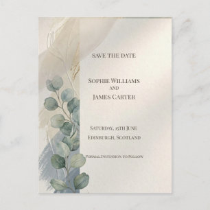 Tarjeta Postal de Aviso de Boda de Eucalipto Gris 