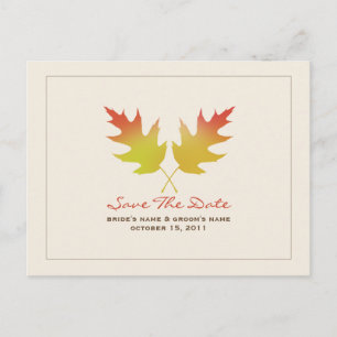 Tarjeta Postal de Aviso de Boda de Otoño con Hojas