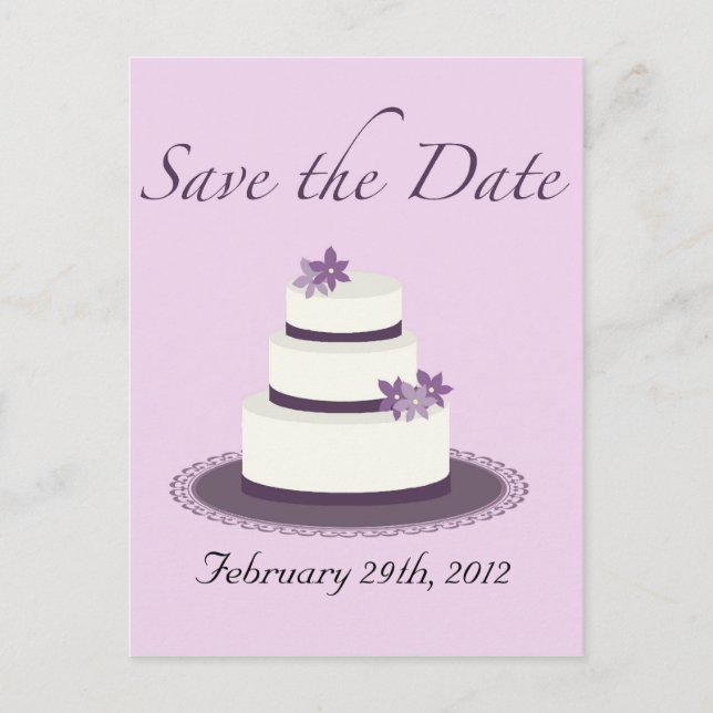 Tarjeta Postal de Aviso de Boda de Torta de Bodas  (Anverso)