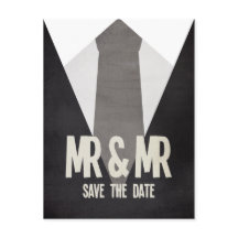 Tarjeta Postal de Aviso de Boda Gay Retro Sr y Sr 