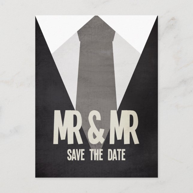 Tarjeta Postal de Aviso de Boda Gay Retro Sr y Sr  (Anverso)