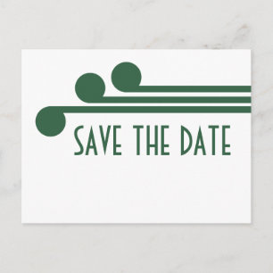 Tarjeta postal de aviso de boda Green Simple Deco 