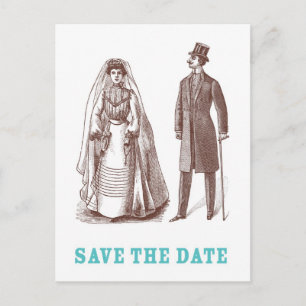 Tarjeta postal de aviso de boda para novios