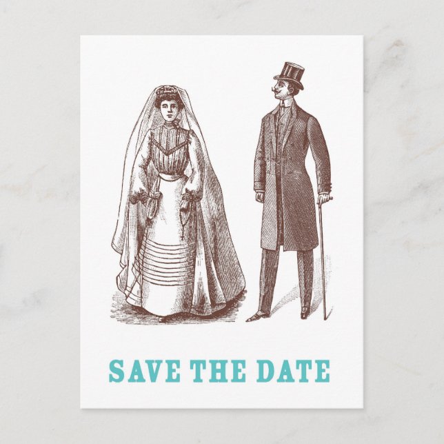 Tarjeta postal de aviso de boda para novios (Anverso)