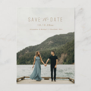 Tarjeta Postal de Aviso de Boda Taupe de Escritura
