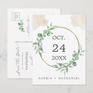Tarjeta Postal de Aviso de Bodas con Acuarela Dora