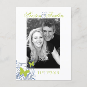 Tarjeta Postal de Aviso de Bodas Mariposa de Prima