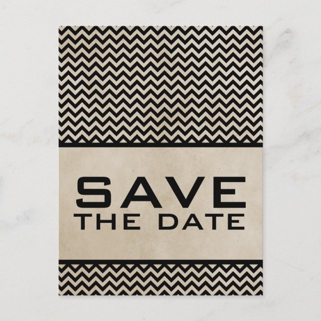 Tarjeta postal de aviso de Ebony Chic Chevron (Anverso)