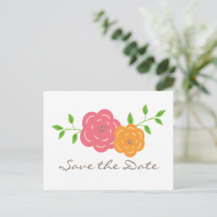 Tarjeta postal de aviso de "En flor roja naranja f