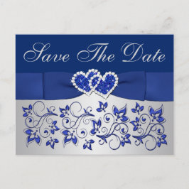 Tarjeta postal de aviso de fecha azul gris platead