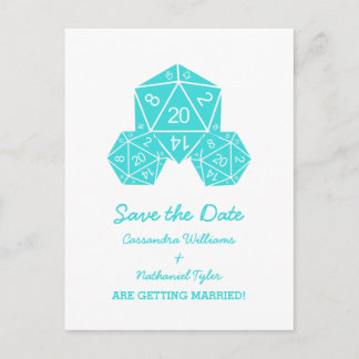 Tarjeta Postal de Aviso de Fecha de Aqua D20 Dados