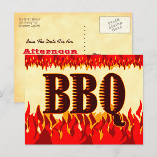 Tarjeta postal de aviso de fecha de barbacoa con l