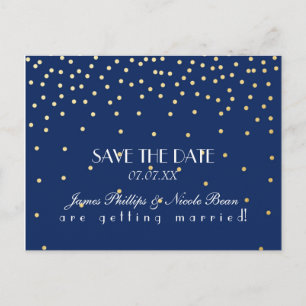 Tarjeta postal de aviso de fecha de Blue & Gold Fo