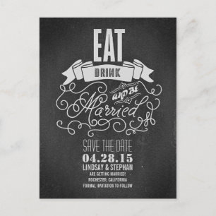 Tarjeta postal de aviso de fecha de boda: Come, be