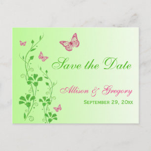 Tarjeta postal de aviso de fecha de boda con marip