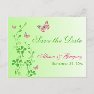 Tarjeta postal de aviso de fecha de boda con marip