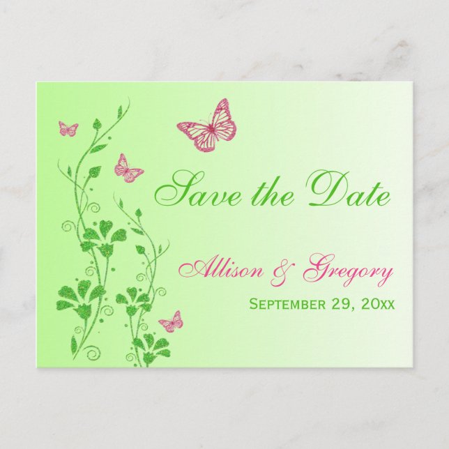 Tarjeta postal de aviso de fecha de boda con marip (Anverso)
