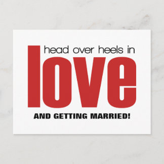 Tarjeta postal de aviso de fecha de boda Head Over