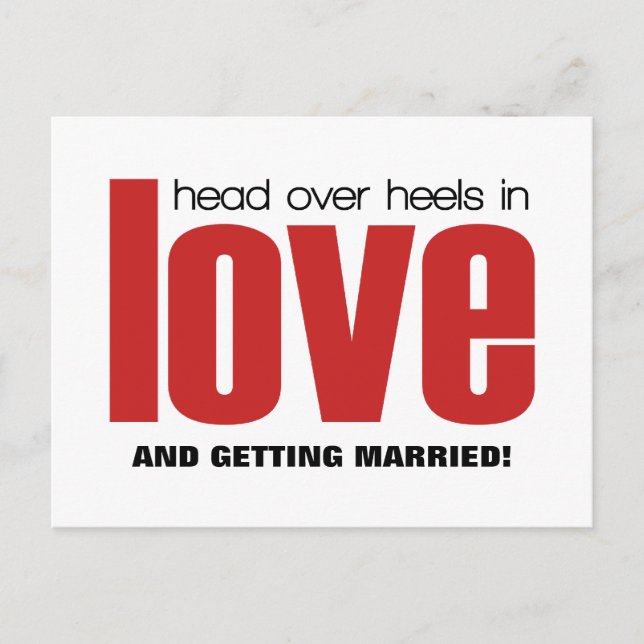 Tarjeta postal de aviso de fecha de boda Head Over (Anverso)