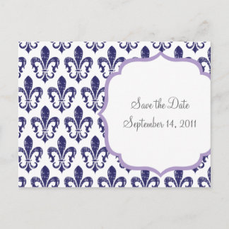 Tarjeta postal de aviso de fecha de boda Navy/Lave